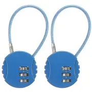 2 Pack 3 Digit Combination Lock 0.44Ft Wire Cable, Round Helmet Padlock Blue