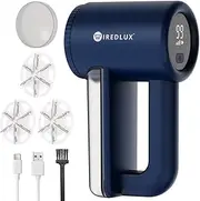Electric Lint Remover WiredLux - Rechargeable Fabric Shaver Bobble Remover for Clothes & Furniture - Adjustable 3-Speed, 6-Leaf Blade, LED Display, USB Charging