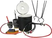 16KG Large Propane Metal Melting Furnace Double Forge Burners Full Foundry Furncace Casting Tools with 2 Crucibles Ingot Mold and Crucible Lifting and Pouring Tongs Set