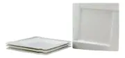 Set Of 4 Contemporary White Porcelain Square Dinner Pasta Entree Plates 10"