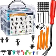Car Fastener Clips Car Fastener Clip Fender Rivet Clip Auto Body Push Retainer Pin Rivet Bumper Door Trim Panel Retainer(725Pcs Clips Kit)