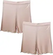 [Generic] 2 Pack Women's 100% Pure Silk Boyshort Panties Briefs Underwear Luxury Light Sleepwear Or Daywear Under Dress Shorts
