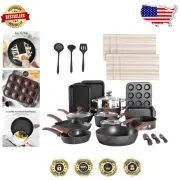 All-In-One 30-Piece Non-Toxic Cookware Set - Granite Non-Stick & Dishwasher Safe