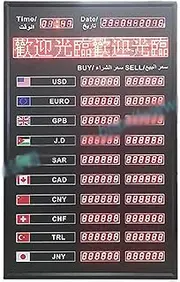 World Exchange Rate Clock, Led Nation Timezone Exchange Rate Display Screen with 300MCD Brightness, Auto Update Time and U Disk Transmission Content, for Banks, Financial Institutions