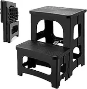 Folding 2-Step Stool for Adults, Non-Slip Collapsible Footstool for Kids Toddlers, Portable Bedside Step Stool, Hold up to 330 lbs, Lightweight & Foldable Step Ladder for Kitchen Toilet Office Home RV