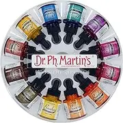 Dr. Ph. Martin's Bombay India Ink (Set 2) Ink Set, 1.0 oz, Set 2 Colors, 1 Set of 12 Bottles.