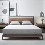 Zinus Ironline Metal and Solid Wood Bed Frame Base Size