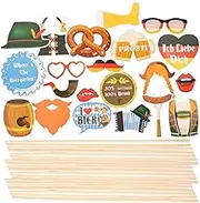 SEWACC Oktoberfest Photo Booth Props Funny German Beer Festival Paper Signs Sausage Beer Flag Oktoberfest Decorations Weizenbier Party Supplies