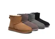 AUSTRALIAN SHEPHERD® UGG Boots Double Faced Sheepskin Wool Ankle Mini Classic - Chocolate / AU Ladies 9 / AU Men 7 / EU 40