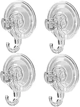 4pcs Heavy Duty Suction Cup Hooks Removable Wall Hangers for Bathroom Kitchen Punch Storage for Towel Coat Handbag Utensils No Tools Required