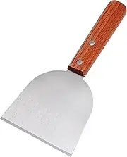 BBQ Scraper | Stainless Steel Cooking Spatula,Heavy-Duty Bevel-Edged Griddle Scraper with Wooden Handle for Steak Pizza Picnic Humburger