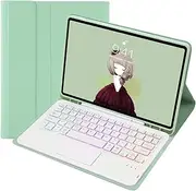 [Jarttarn] Magnetic Touchpad Keyboard Compatible with Samsung Galaxy Tab S9 FE 11 inch 2023 with Pen Holder, Foldable Funda Cover with Keyboard for Tab S9 FE (Mint)