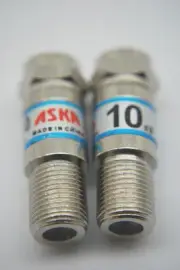 2 ASKA CABLE TV 10dB FIXED ATTENUATOR PADS 5-2300 MHZ