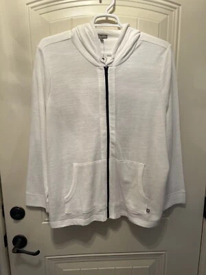T by Talbots Womens Plus Size White Hooded Jacket -Size 3X New With Tag