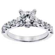 1.72 CT TW Split Prong Princess Cut Diamond Engagement Ring in 14k White Gold