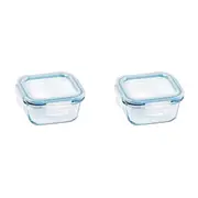 2PK Wiltshire Reusable Square Glass Airtight Leak-Proof Storage Container 800ml