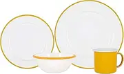 Argon Tableware Coloured Dinnerware Set - 16-Piece - Yellow Dinner Set Lightweight Camping Dinner Plates, Pasta Bowls, Coffee Mugs and Side Plates Dining Set
