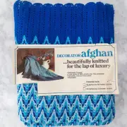 NEW VTG Zig Zag Chevron Knitted Retro Afghan Blanket Throw 54x72"