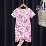 Girls Kids Kuromi Melody Cinnamoroll Hello Kitty Nightdress Cartoon Character Pajamas Dress Sleepwear Nightwear A-line Dresses -NMAOV 9-12 Years