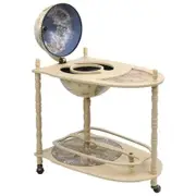 Freestanding Globe Bar Wine Stand Eucalyptus Wood Green
