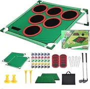 Golf Game Play Set, Golf Chipping Cornhole Game with 20/30 Golf Balls, Putting Mat, Golf Putter and Carrying Bag, Golf Pong Putting Game Set, for Golfers Indoor Outdoor Lawn Games B