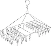 Stainless Steel Sock Drying Rack, Swivel Hook Wind-Proof Clothes Hanger Rack for Socks, Underwear, Shoe Insoles, Baby Clothes, Gloves