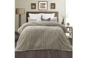 Arna Natural 3 Pcs Channel Faux Bunny Fur Comforter Set by Jane Barrington