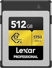 Lexar Professional Gold Series 512GB CFexpress Card, Type B CF Card, Up to 1750MB/s Read, Adopt PCIe 3.0 and NVMe, Memory Card for Professional Photographer, Videographer (LCXEXPR512G-RNENG)