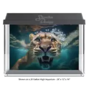 Angry Lioness Swimming Polyester Fish Tank Glass Backdrop Aquarium Background