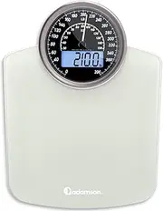 Adamson Hybrid 2-in-1 Analog & Digital Weighing Scale for Body Weight up to 400lbs + Thick Tempered Glass + Extra Large Display + Easy to Read Digital Bathroom Scale + New Version - White