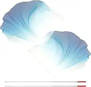 2 Set Praise Dance Worship Flags with Scalable Rod, 75"X55" Semicircle Worship Flags for Dance Church, Elegant Wing Praise Dance Flags,Flex Banner Dancewear for Dance Performance (white blue)