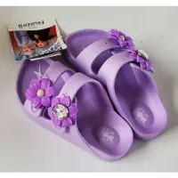 在飛比找蝦皮購物優惠-紫色Frozen小花拖鞋 勃肯拖鞋 小女生拖鞋 小女孩禮物