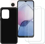 LCEHTOGYE Case for Coolpad Cool 40i + 2 Pcs Tempered Glass Screen Protector, Slim Black Shock-Absorption Soft TPU Bumper Protective Phone Case Cover for Coolpad Cool 40i (6,56")