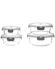 Genicook 8pc Round Borosilicate Glass Container with Vented Lid Set