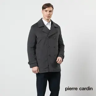 Pierre Cardin皮爾卡登 男款 都會休閒翻領羊毛風衣外套-深灰(5205783-98)