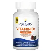Nordic Naturals Vitamin D3 Gummies, 1000 IU, Wild Berry Taste, Non-GMO, 120 Ct