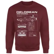 Back To The Future Delorean Schematic Sweatshirt - Burgundy
