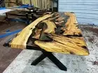 72"x36" Clear Black Epoxy Table Top, Epoxy Dining Table, Walnut Wood Epoxy Table