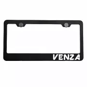 Matte Black License Plate Frame Chrome VENZA Laser Etched Metal Screw Cap (for: Toyota)