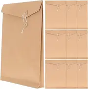 Tofficu 10pcs Kraft Paper Envelopes a4 Sizes, 13.4x9.5in String Tie Mailing Closure Document Folder, Large Brown File Organizer Clasp Legal Wallet Organiser for Mailing Paper