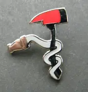FIRE HOSE AXE FIRE DEPT FIREFIGHTER LAPEL PIN BADGE 3/4 x 7/8 INCH