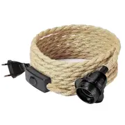 Retro Rope Chandelier Cord, Table Lamp Accessories with Cord Switch Plug (Without Bulb) EU Plug Yellow