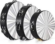 3 Pack Tambourine for Adults Pleasant Jingle Sound Hand Cranked Bell Rings Wooden Reflective Metal Bell Sound Percussion Instruments Home School Party Supplies Wooden Tambourine