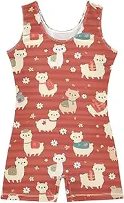 [FRODOTGV] Retro Cute Alpacas Red Girl Gymnastic Leotards Toddlers 1 Piecing Dance Unitards for Training, Yoga, Tumbling
