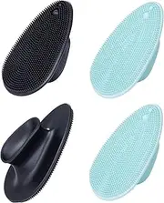 4 Pack Silicone Face Scrubber, Beomeen Facial Cleansing Brush Soft Silicone Facial Exfoliation and Massage Brush Blackhead Scrubber for Men and Women (Black+ Blue)