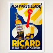 Galrie Vintage Ricard A La Marseillaise Advertising Poster for Home Decor, White Frame, A4 21 x 30cm (8 x 12inch)