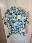 Cynthia Rowley New YORK SIZE M BLUE ALMAFI COAST POSITANO Blouse Shirt Linen