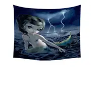 Beautiful Ocean Mermaid the Storm Chaser Tapestry