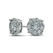 1.2 CT. T.W. Diamond Frame Stud Earrings in 10K White Gold