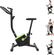 Indoor Exercise Bike, Upright Stationary Cycling Fitness Bicycle with LCD Display丨Adjustable Resistance丨6 Gear Adjustable Seat丨Up to 240 LBS丨for Home Gym Workout Cardio Training(Black)